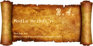 Modla Arikán névjegykártya